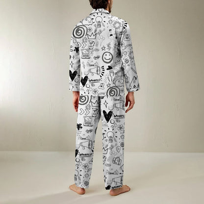 Stick Figure Geek Long Sleeve Pajama Set