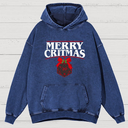 Merry Critmas D20 Holiday Vintage Distressed Hoodie