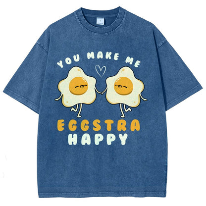You Make Me Eggstra Happy Vintage Distressed T-shirt