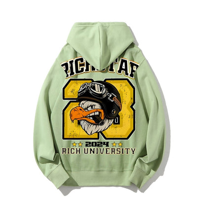 Vintage Rich Star Graphic Print Printed Back Cotton Hoodie