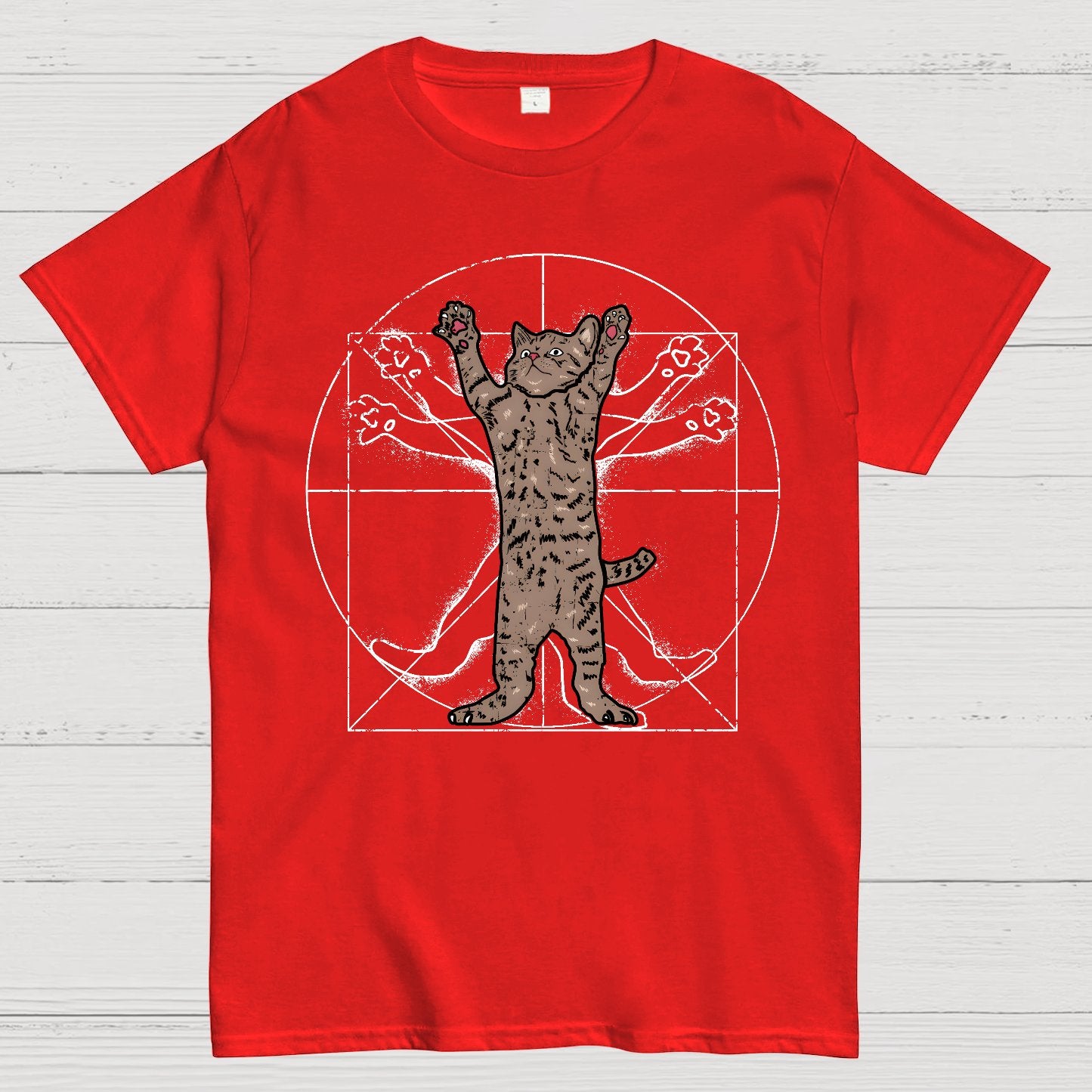 Vitruvian Cat Geek T-Shirt