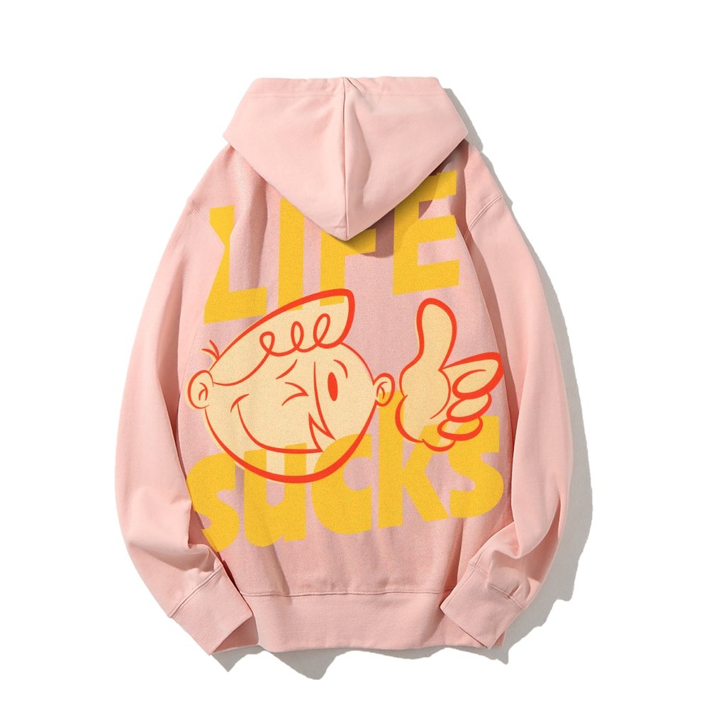 Life Sucks Printed Back Cotton Hoodie