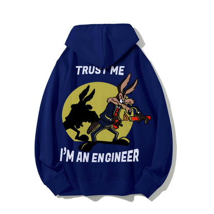 Trust Me I'm An Engineer Printed Back Cotton Hoodie