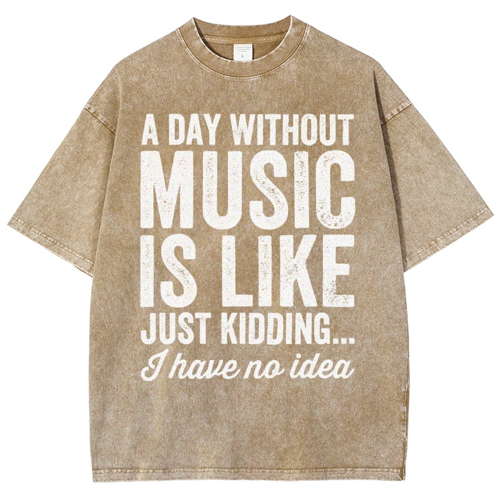 A Day Without Music Is Like Just Kidding Vintage Distressed T-shirt