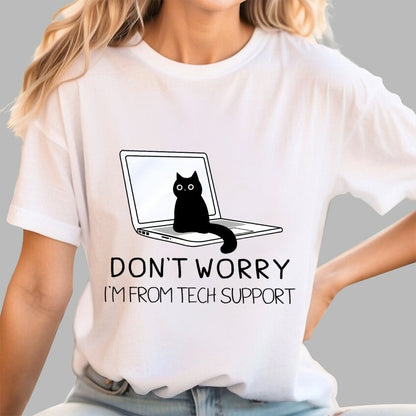 Funny Cat Tech Support Geek T-Shirt