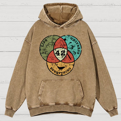 Life, the Universe & Everything Nerdy Graphic Cotton Vintage Distressed Hoodie