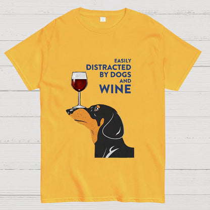 Easily Distracted By Dogs And Wine Geeky T-Shirt