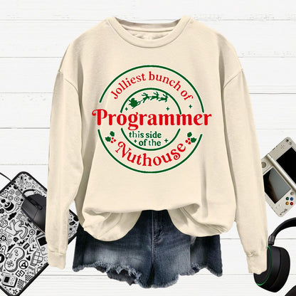 Jolliest Bunch Of Programmer Christmas Cotton Pullover Sweatshirt