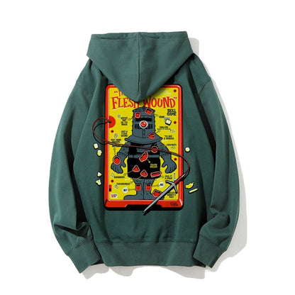 Flesh Wound Skill Game Nerdy Printed Back Cotton Hoodie