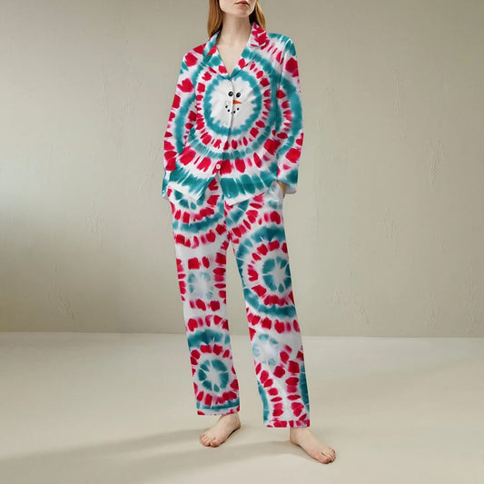 Tie Dye Christmas Snowman Unisex Geek Long Sleeve Pajama Set