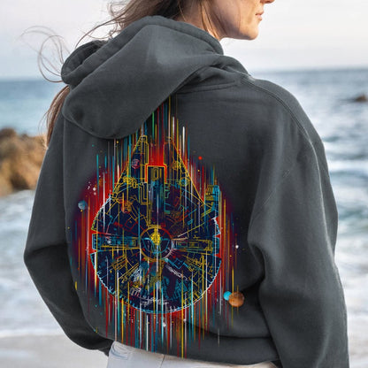 The Neon Falcon Printed Back Cotton Hoodie