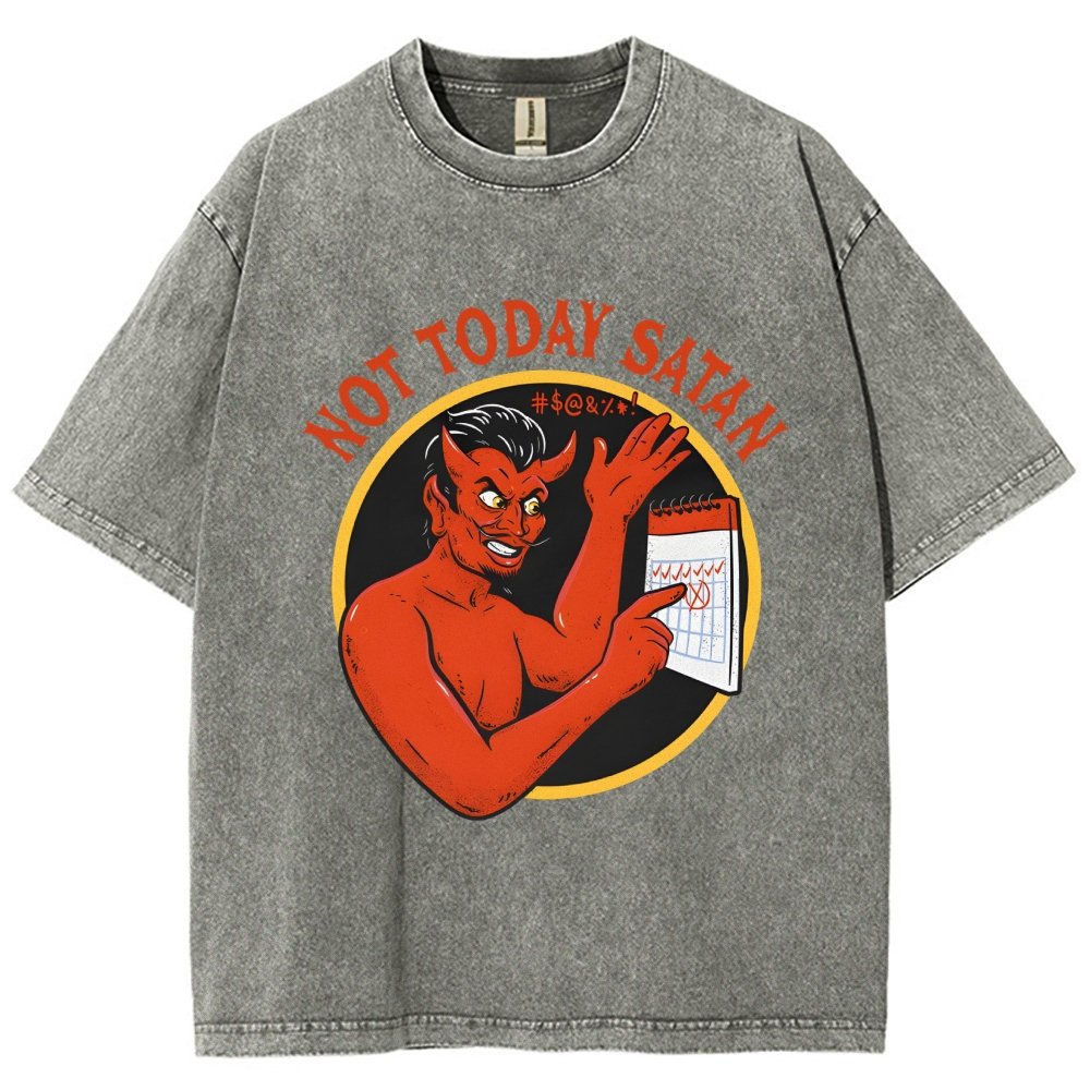 Not Today Satan Vintage Distressed T-shirt