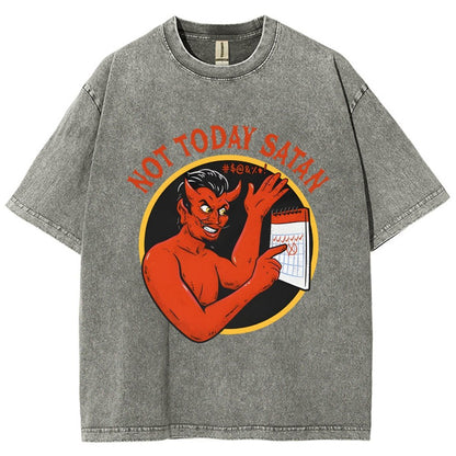 Not Today Satan Vintage Distressed T-shirt