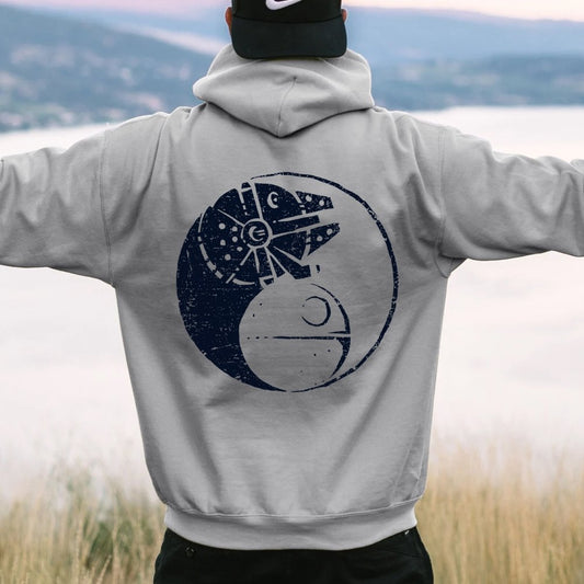 Balancing The Power Geek Printed Back Unisex Cotton Hoodie