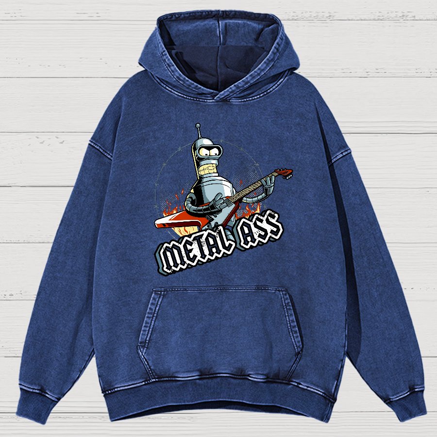 Robot Metal Rock Vintage Distressed Hoodie