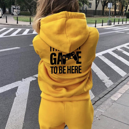 I paused my Game to Be Here Funny Gaming Printed Back Unisex Cotton Hoodie