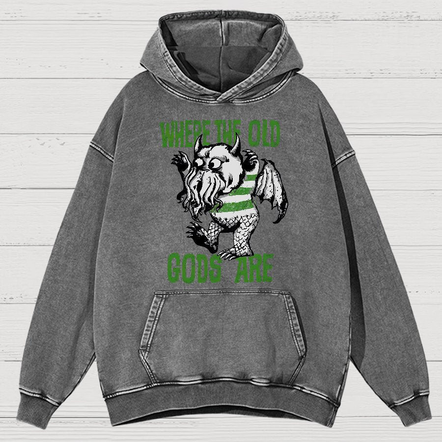Where The Old Gods Are Vintage Distressed Hoodie