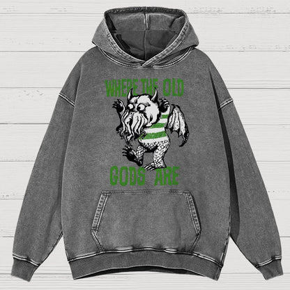 Where The Old Gods Are Vintage Distressed Hoodie