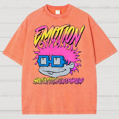 Cartoon Monster Graphic Print Vintage Distressed T-shirt
