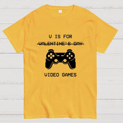 V Is For Video Games - Valentine's Day Geek T-Shirt