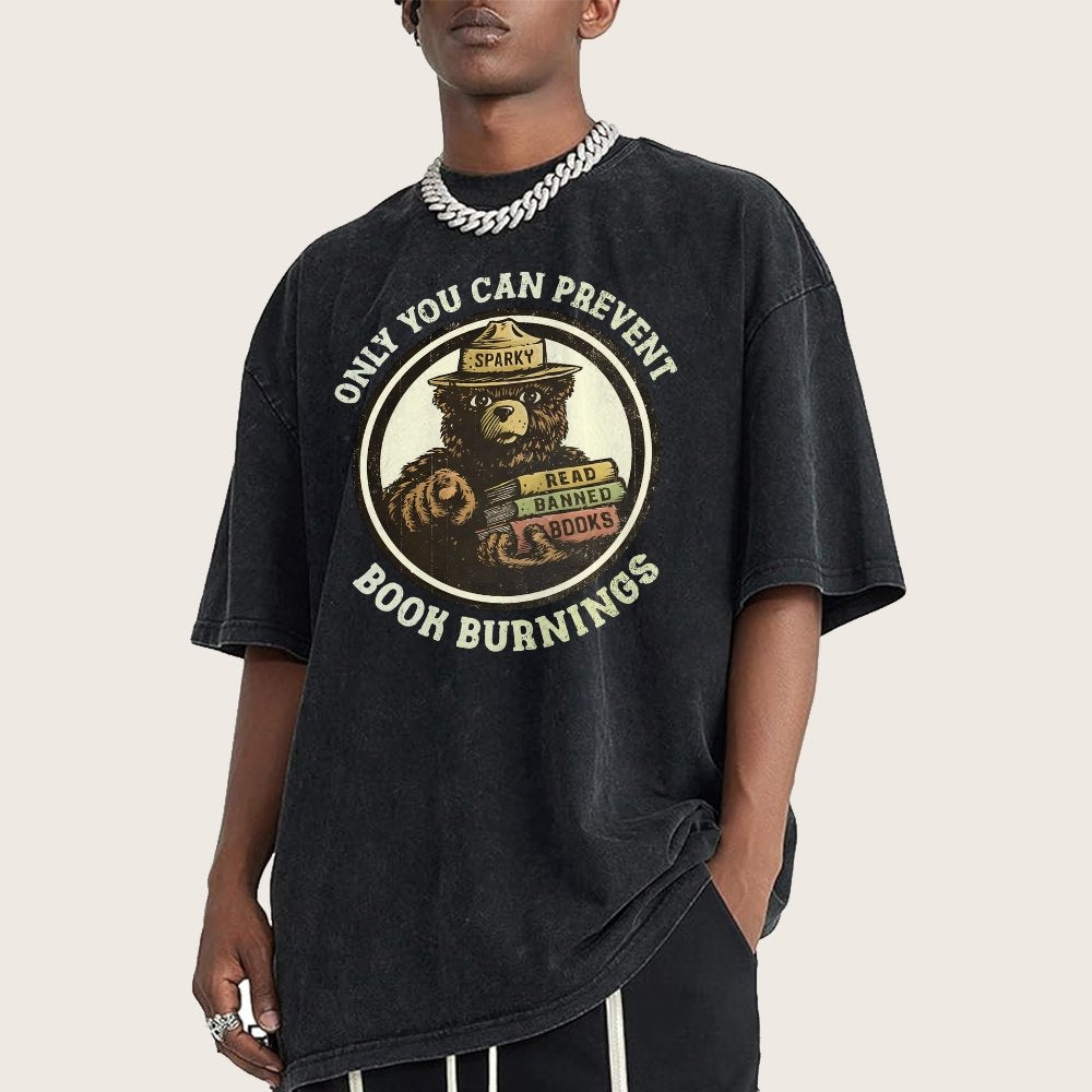 Only You Can Prevent Book Burnings Vintage Distressed T-shirt