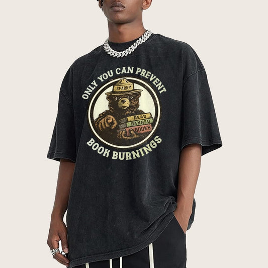 Only You Can Prevent Book Burnings Vintage Distressed T-shirt