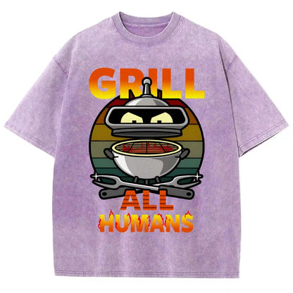 Grill All Humans Vintage Distressed T-shirt