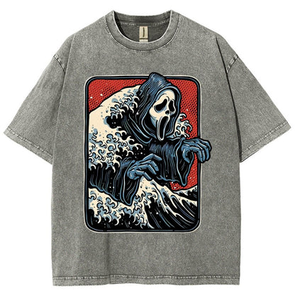Ghost Wave Vintage Distressed T-shirt