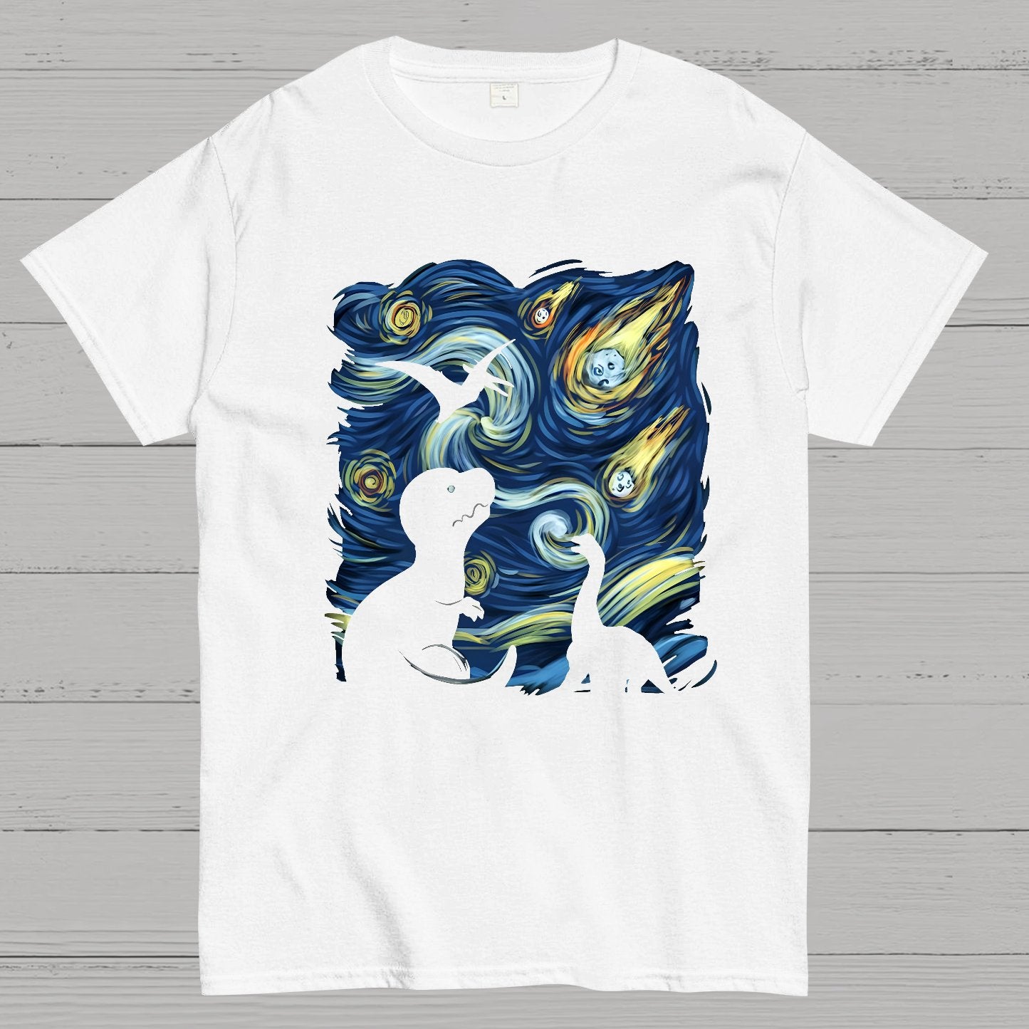 Dinosaurs in the starrynight Geeky T-Shirt