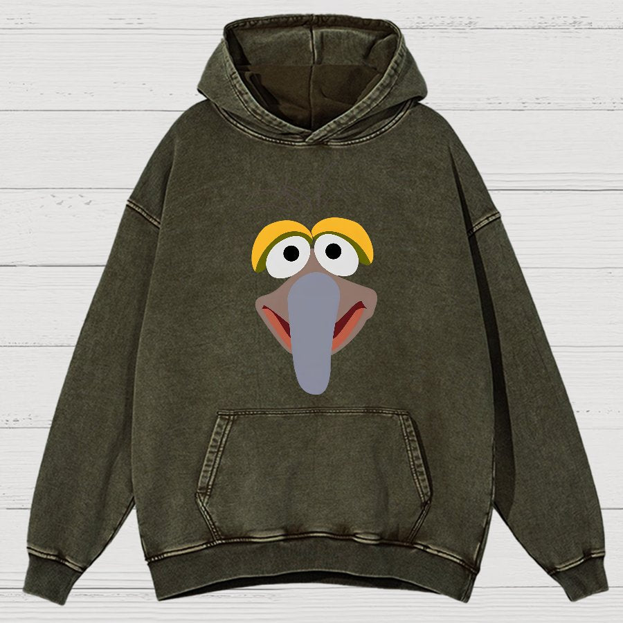 Retro Pop Culture Puppet Face3 Vintage Distressed Hoodie