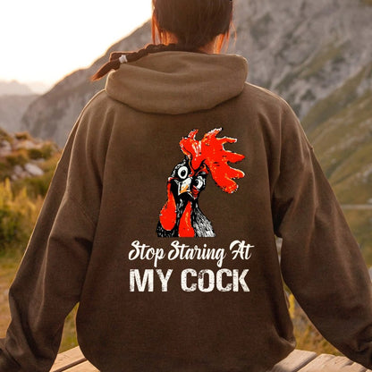 Stop Staring at My Cock Printed Back Unisex Cotton Hoodie