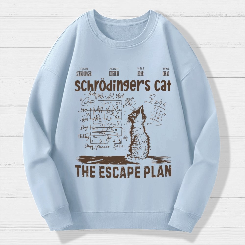 Schrodinger's Cat Escape Plan Interesting Physics Science Geek Cotton Sweatshirt
