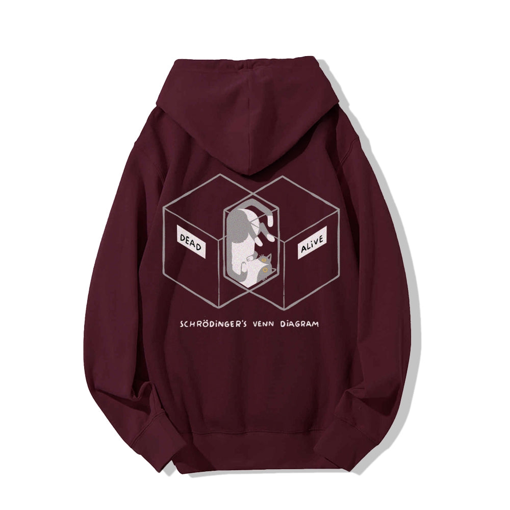 Schrodingers Venn Diagram Printed Back Unisex Cotton Hoodie