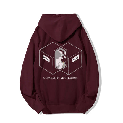 Schrodingers Venn Diagram Printed Back Unisex Cotton Hoodie