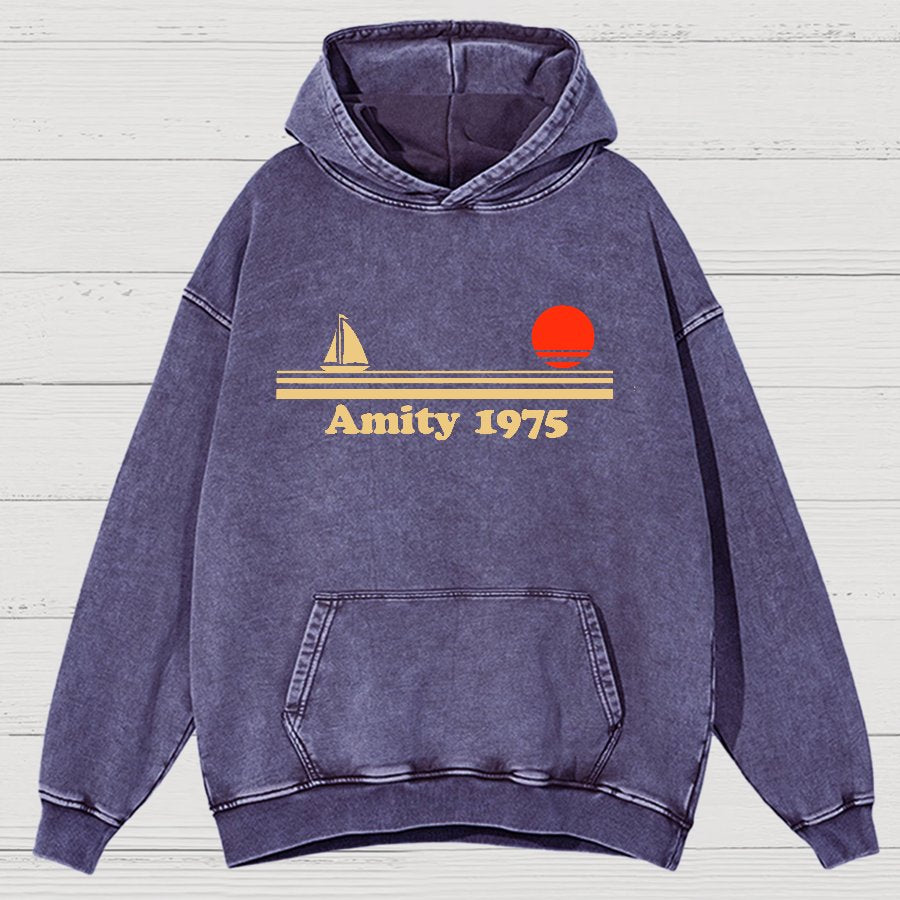 Seaside Town 1975 Vintage Distressed Hoodie