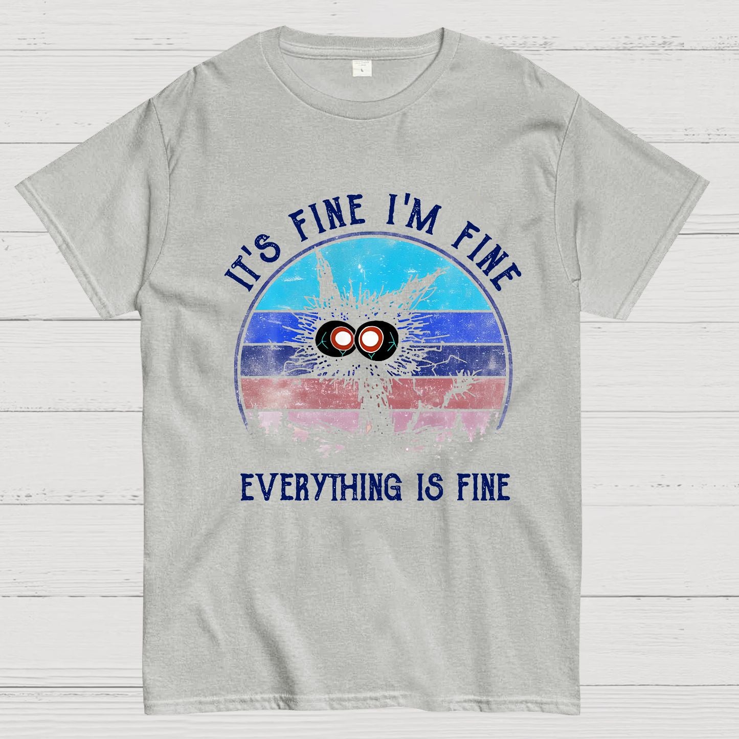 It ‘s Fine I am Fine Everything Is Fine Funny Black cat Geek T-Shirt