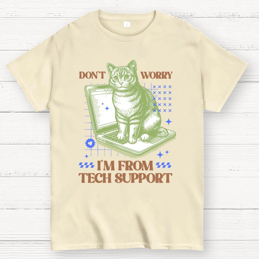 Don't Worry I'm From Tech Support Cat Geek T-Shirt