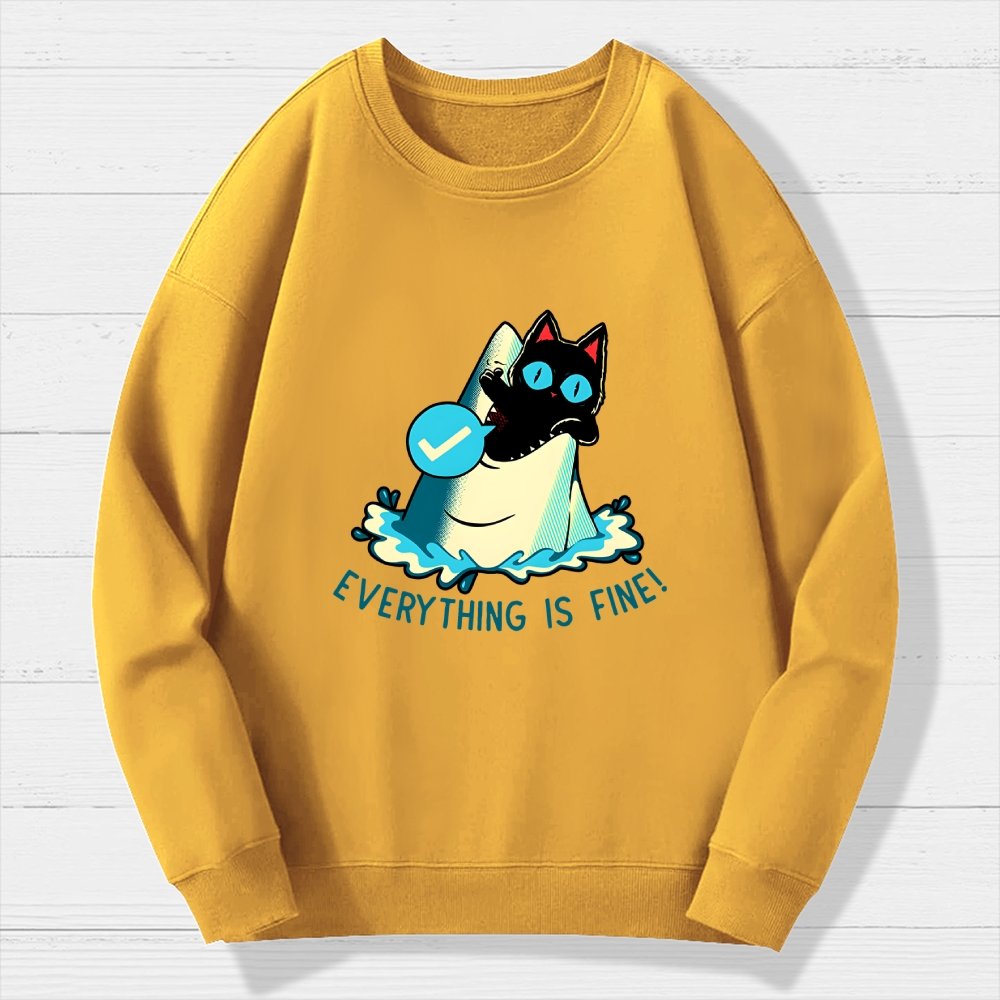 Everything Is Fine! Cat Geek Cotton Sweatshirt