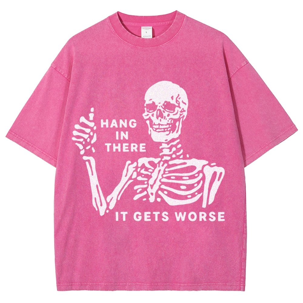Hang In There Skeleton Vintage Distressed T-shirt