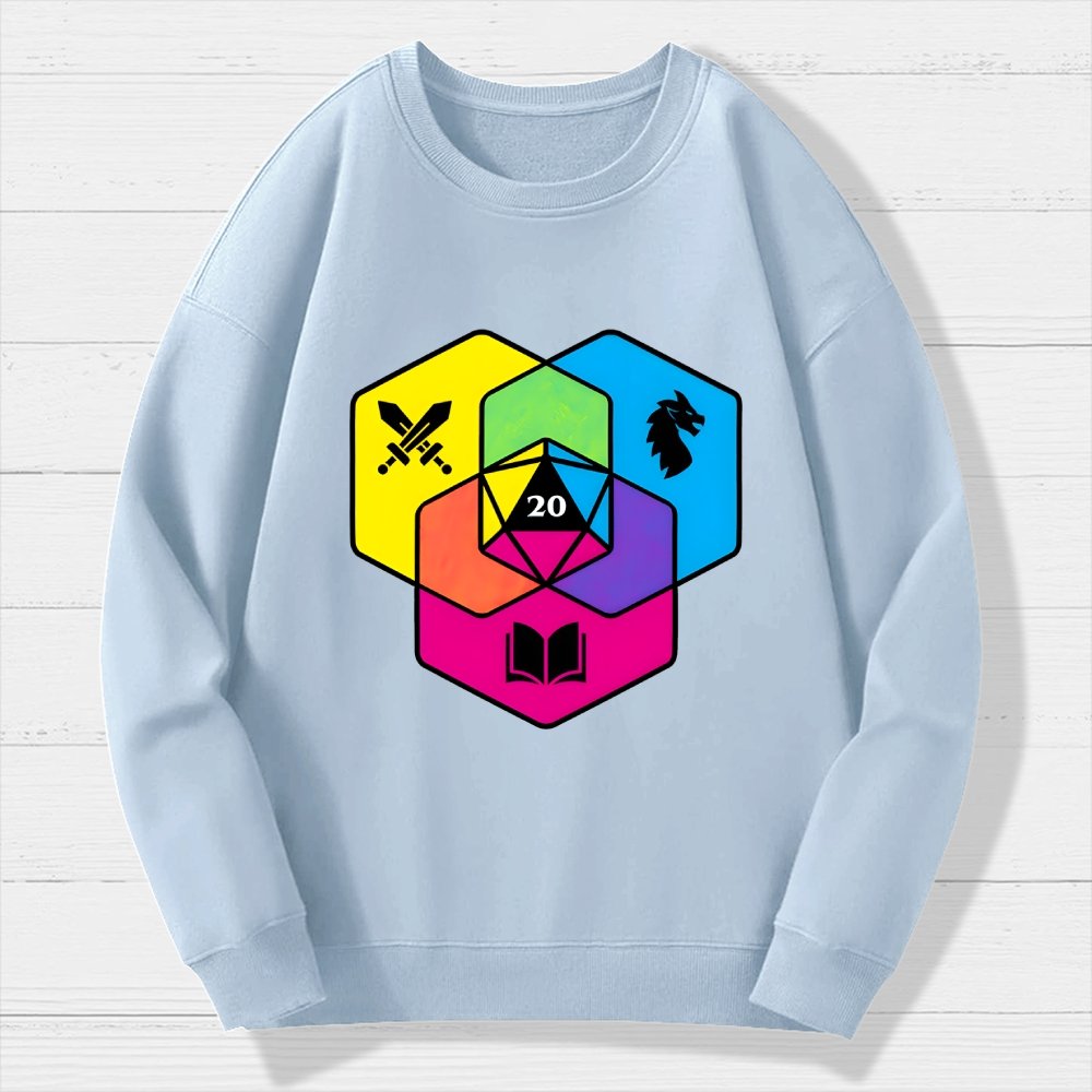 RPG CMYK Dice Venn Diagram Geek Cotton Sweatshirt