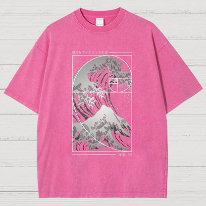 The Great Wave Of Fibonacci Spiral Geek Vintage Distressed T-shirt