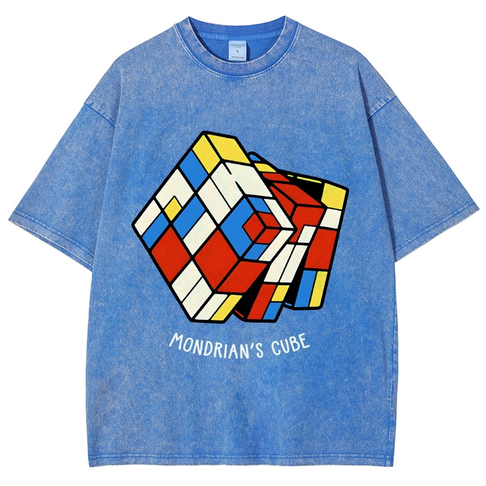 The Mondrian Rubik Cube Vintage Distressed T-shirt