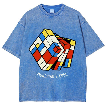 The Mondrian Rubik Cube Vintage Distressed T-shirt