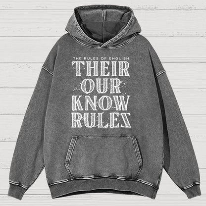Their Our Know Rules Vintage Distressed Hoodie