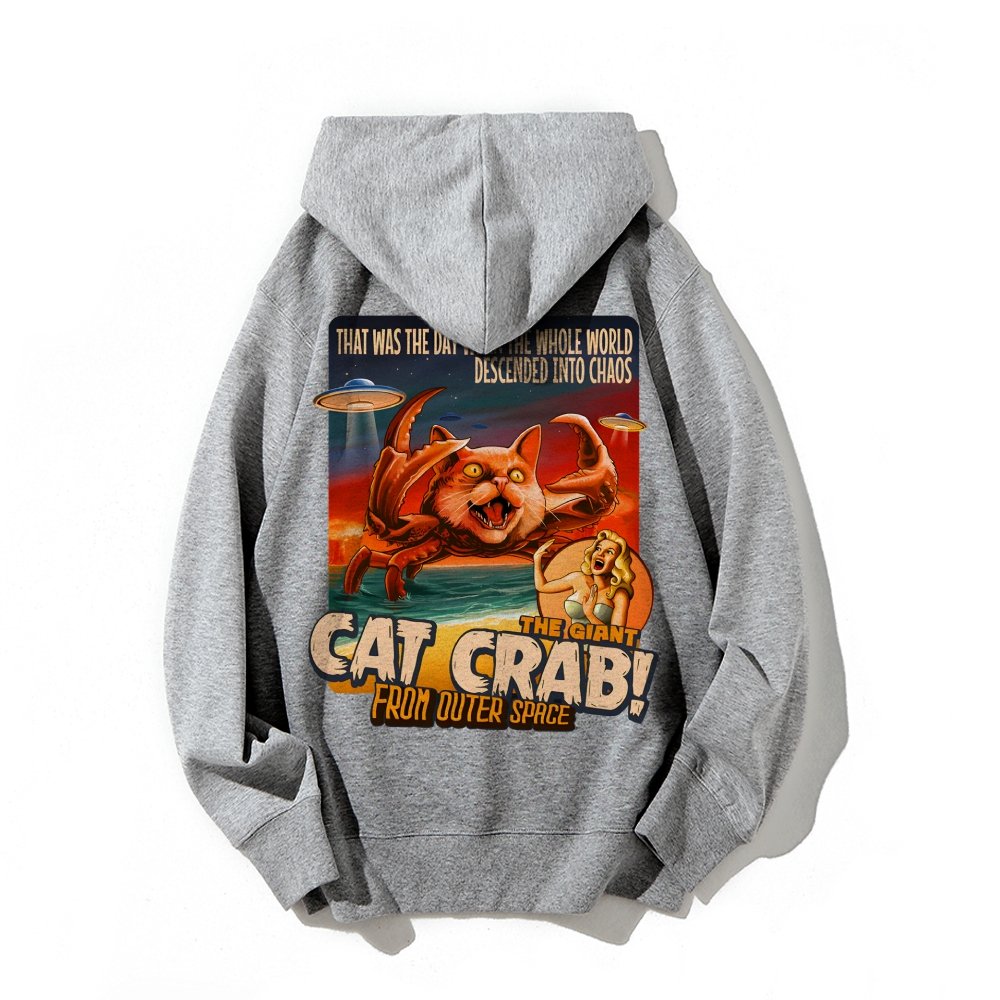The Giant Cat Crab Geek Printed Back Cotton Hoodie