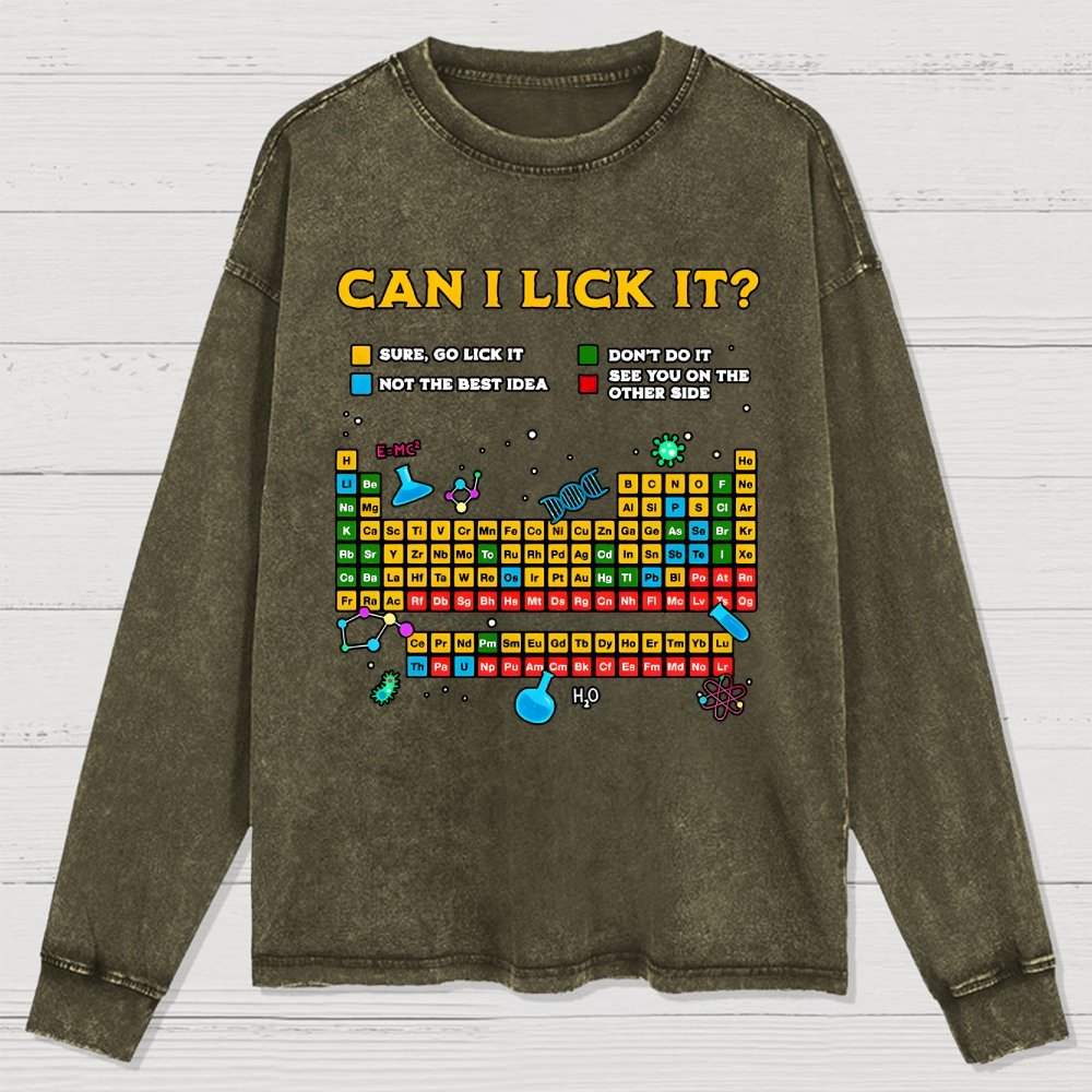 Can I Lick It Periodic Table Washed Long Sleeve Tee