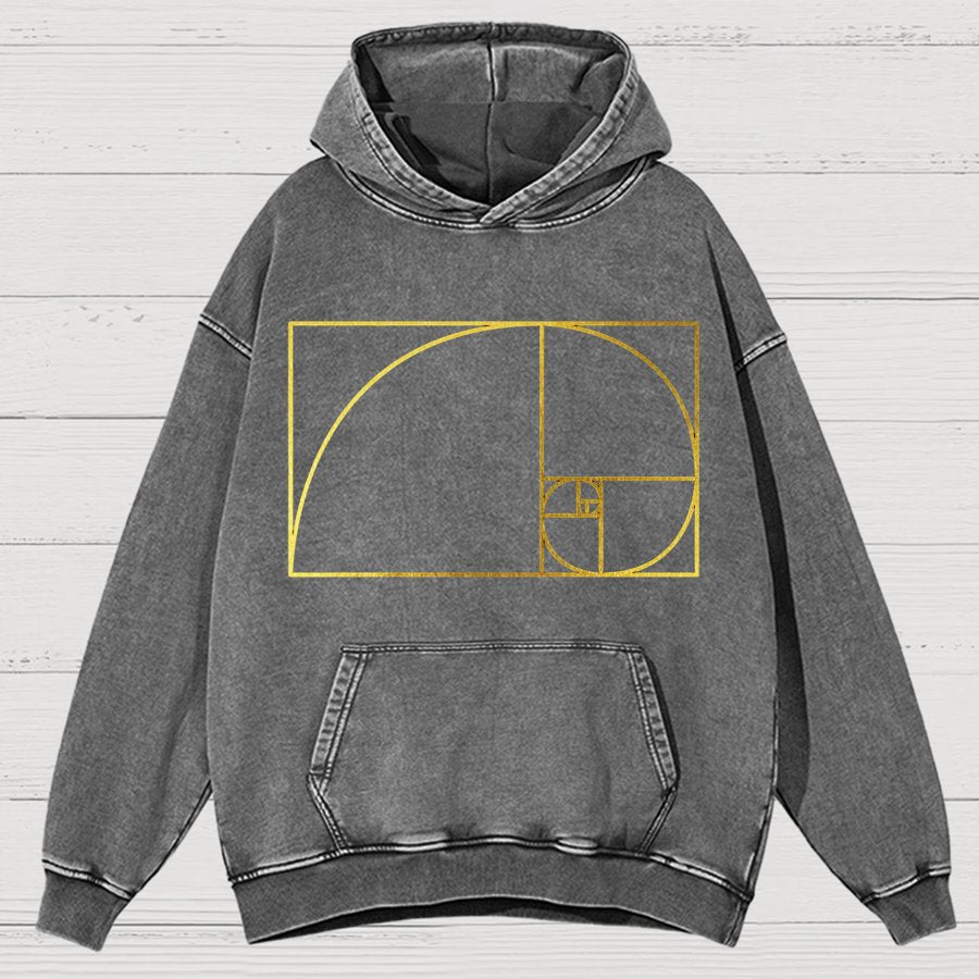 Distressed Fibonacci Spiral Geek Graphic Vintage Distressed Hoodie