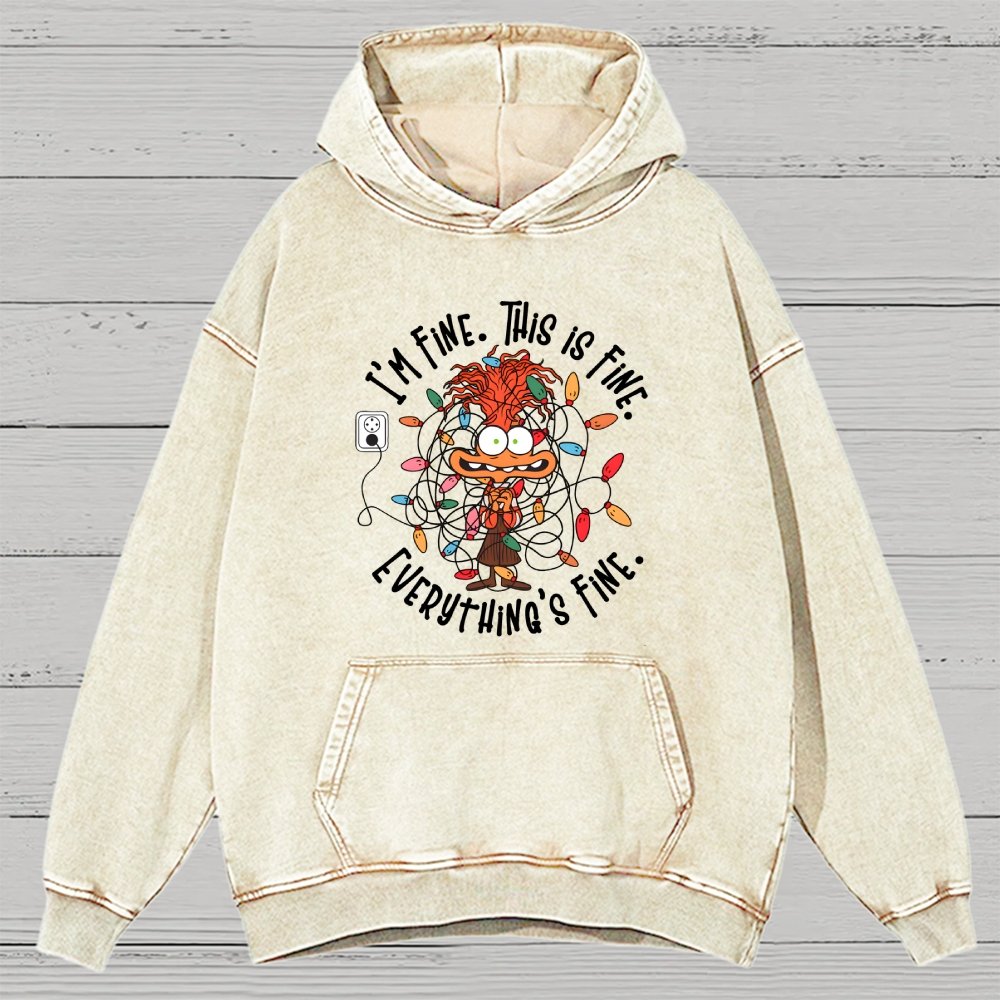 I'm Fine This Is Fine Everything Is Fine Christmas Light  Vintage Distressed Hoodie