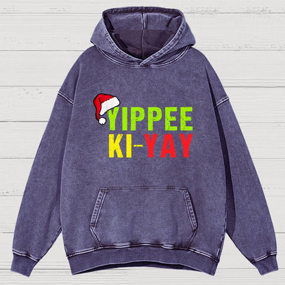 Yippee-Ki-Yay Funny Christmas Vintage Distressed Hoodie