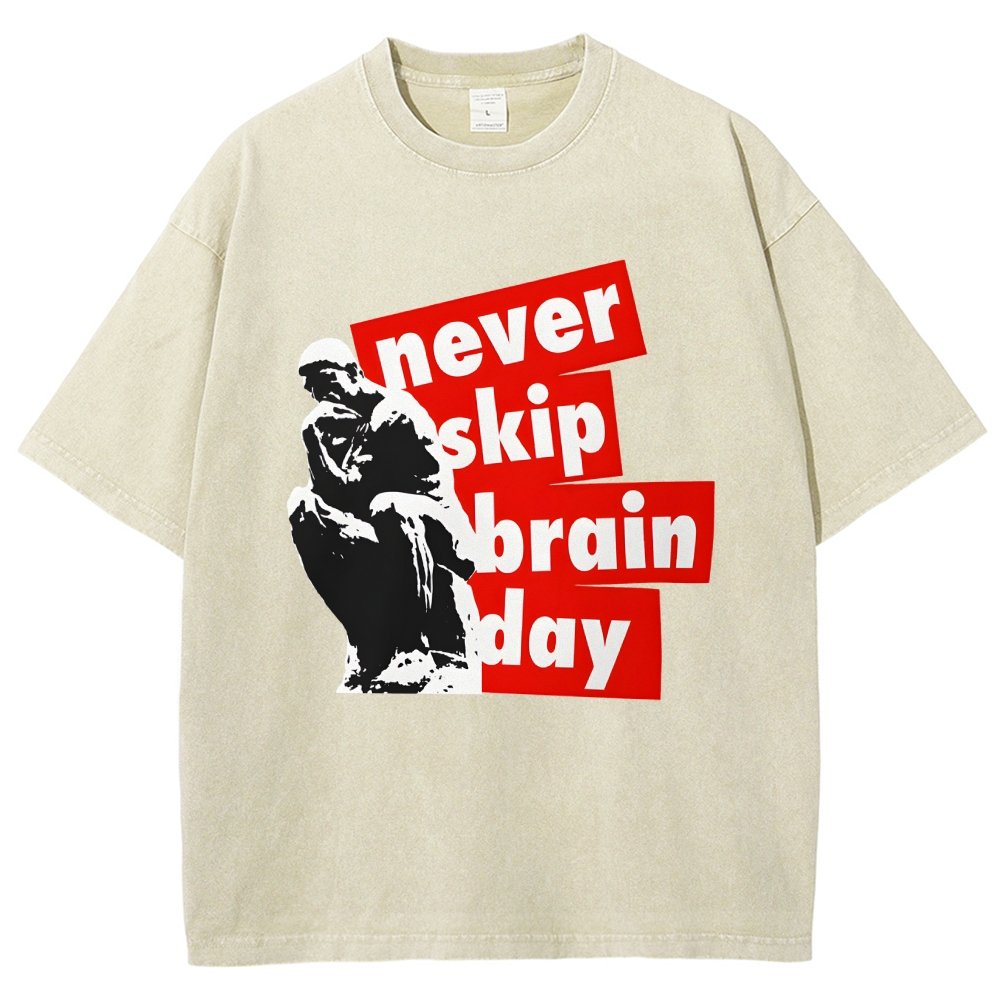 Never Skip Brain Day Vintage Distressed T-shirt